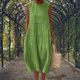 Women's Crinkle Cotton Sleeveless Embroidered Midi Dress