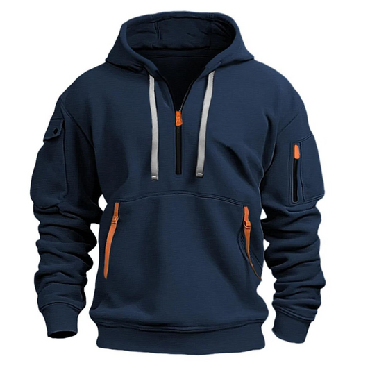 Huxen – Men’s Casual Zip Hoodie with Functional Pockets