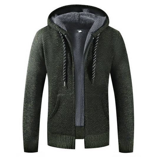 Fleece-Lined Knit Hoodie for Men Azzoria