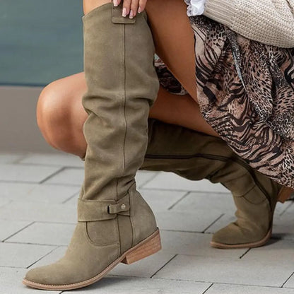 Folded Shaft Knee-High Boots for Women Azzoria