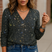 Avenyx – Blusa de manga larga para mujer con escote en V y brillo