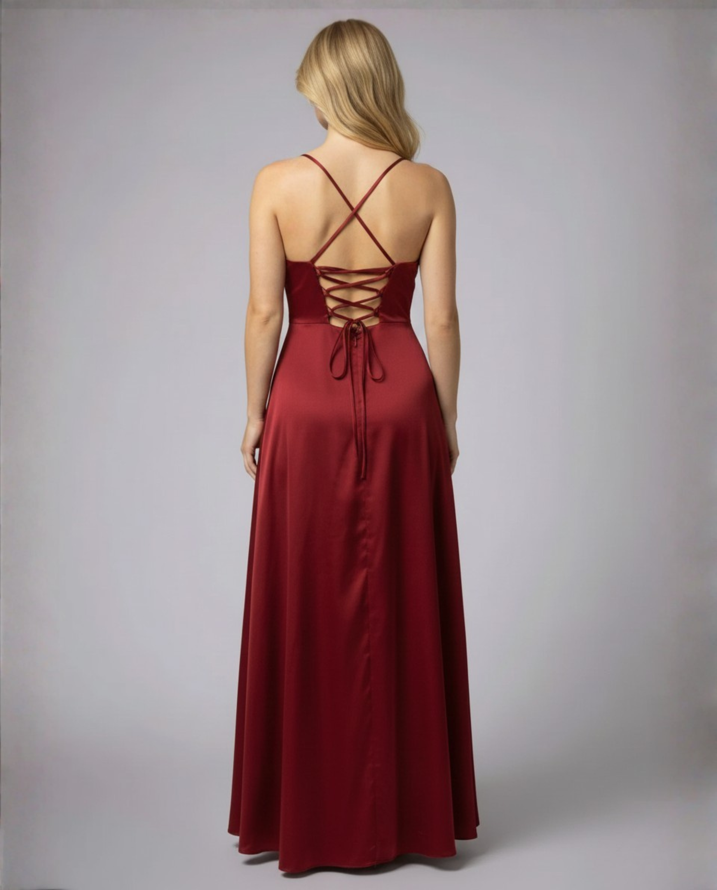 Women Satin Cowl Neck Maxi Dress Formal Evening Gown - Image 3