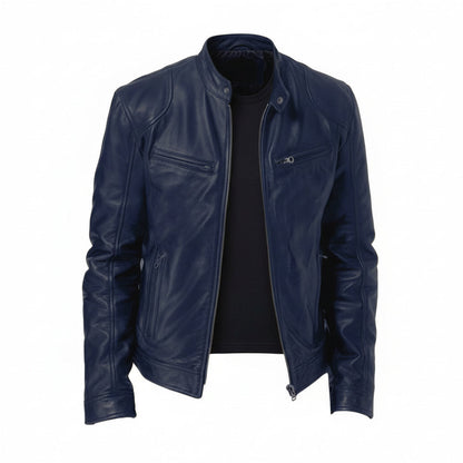Ravion – Men’s Zip Front Biker Jacket with Stand Collar