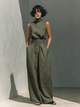 Catrine – Ensemble débardeur en coton et lin et pantalon à jambes larges