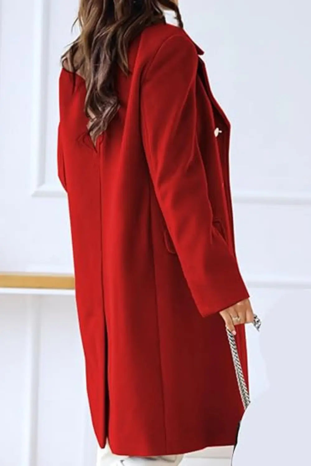 Gold Button Long Coat for Women Azzoria