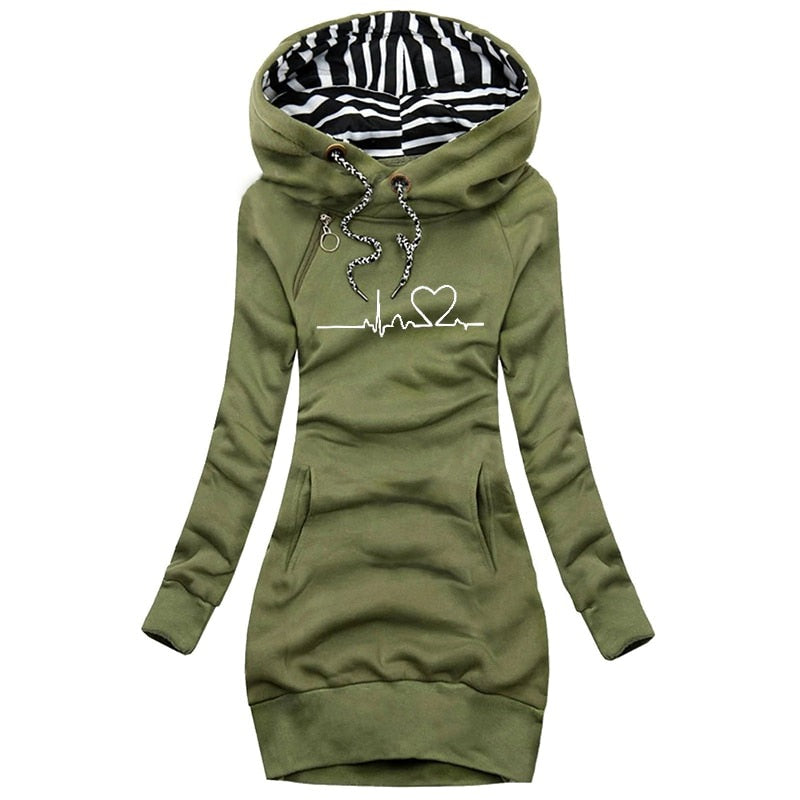 Linette – Sweat à capuche long chaud pour femme