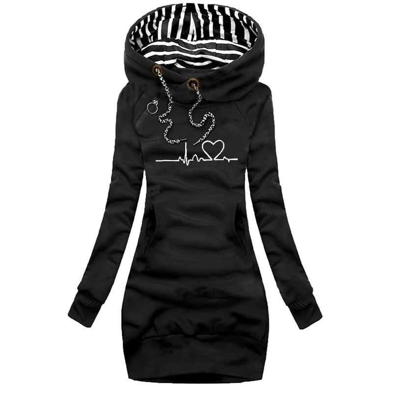 Linette – Sweat à capuche long chaud pour femme