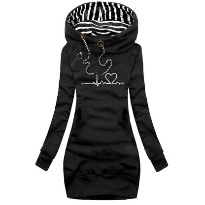 Linette – Sweat à capuche long chaud pour femme