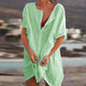 Women Linen Midi Shirt Dress Flowy
