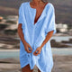Women Linen Midi Shirt Dress Flowy - Image 3