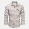 Men's Long Sleeve Button-Up Shirt Chest Pockets