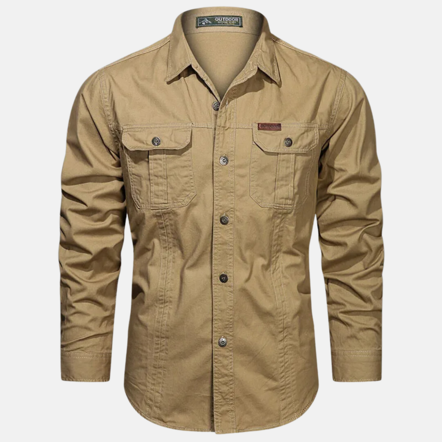 Men's Long Sleeve Button-Up Shirt Chest Pockets - Image 4