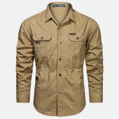 Men's Long Sleeve Button-Up Shirt Chest Pockets - Image 4