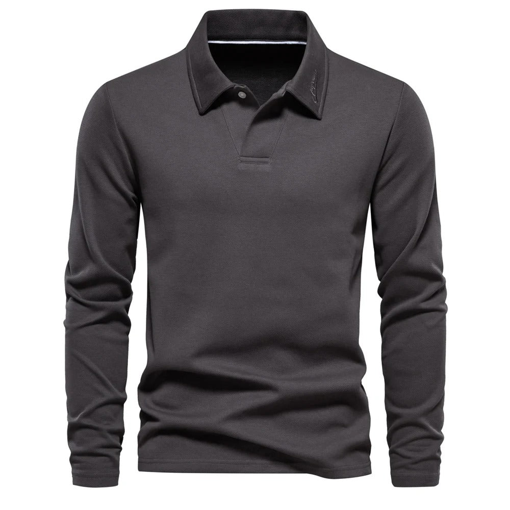 Dorian – Polo à manches longues pour homme avec col classique