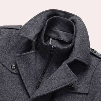 Mitchell – Manteau long pour homme avec doublure thermique et col coupe-vent