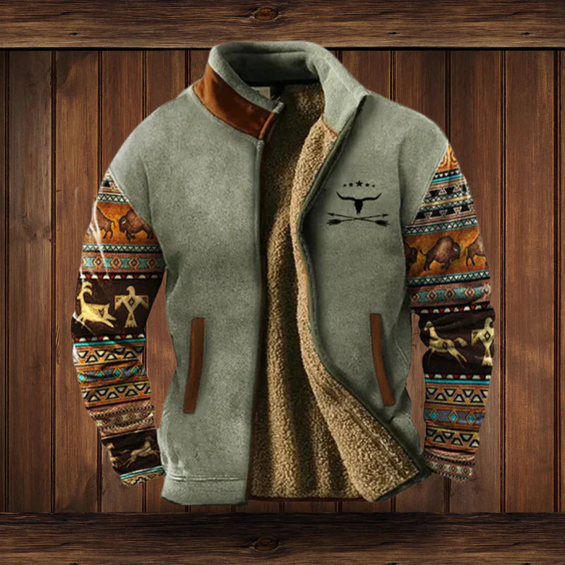 Calvin – Veste sans manches zippée chaude pour homme en tissu Teddy avec design vintage