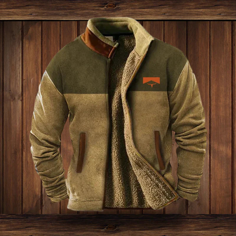Calvin – Veste sans manches zippée chaude pour homme en tissu Teddy avec design vintage
