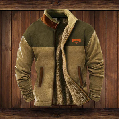 Calvin – Veste sans manches zippée chaude pour homme en tissu Teddy avec design vintage
