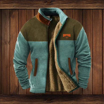 Calvin – Veste sans manches zippée chaude pour homme en tissu Teddy avec design vintage
