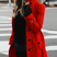 Manteau long pour femme à col montant et ceinture nouée