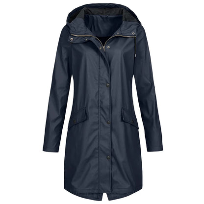 Hooded Long Rain Jacket for Women Azzoria