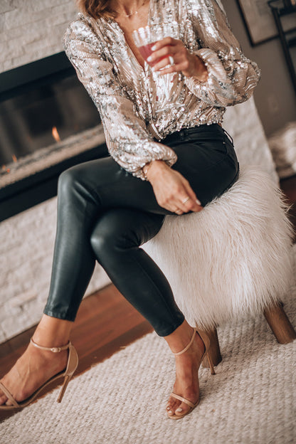 Zarellia – Blouse de soirée à sequins manches longues pour femme