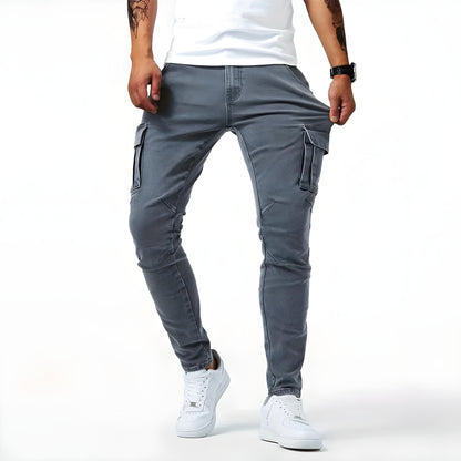 Men's Stretch Denim Cargo Pants Elastic Waist - Image 2