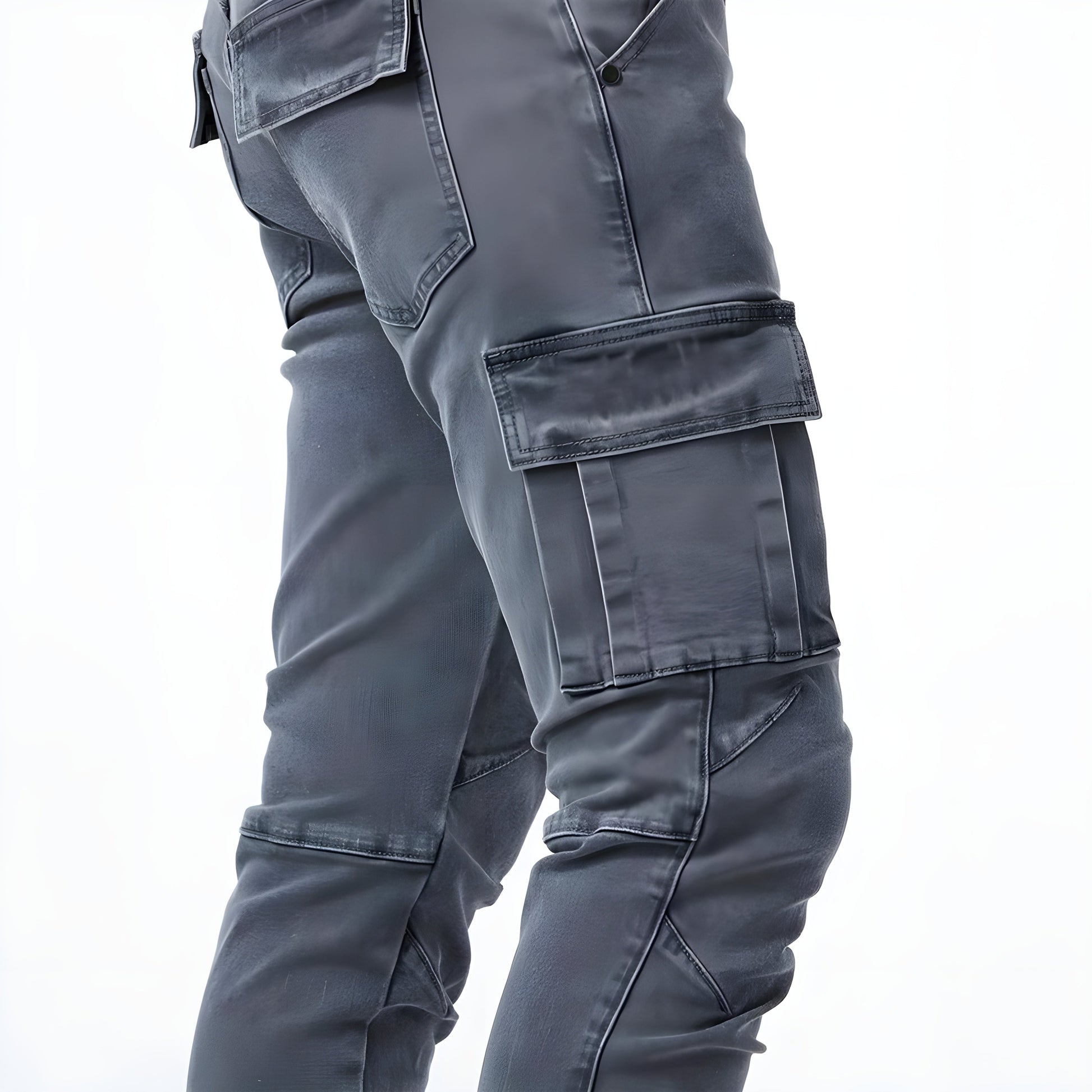 Men's Stretch Denim Cargo Pants Elastic Waist - Image 3