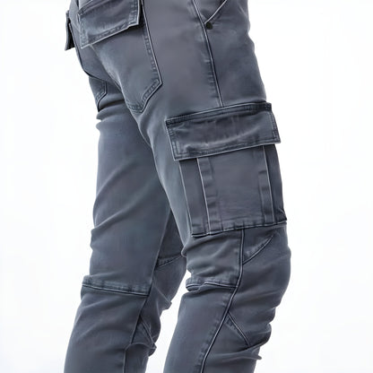 Men's Stretch Denim Cargo Pants Elastic Waist - Image 3
