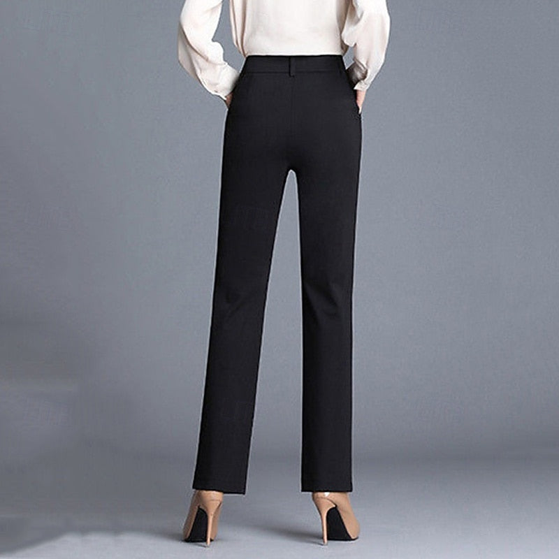 Women's Tailored Straight-Leg Trousers with Mid Rise