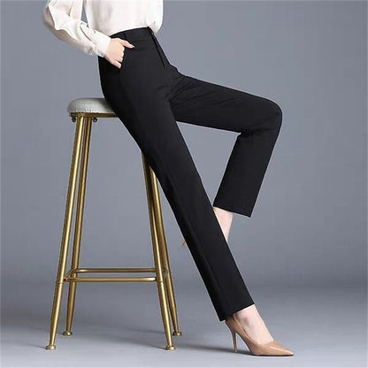 Women's Tailored Straight-Leg Trousers with Mid Rise