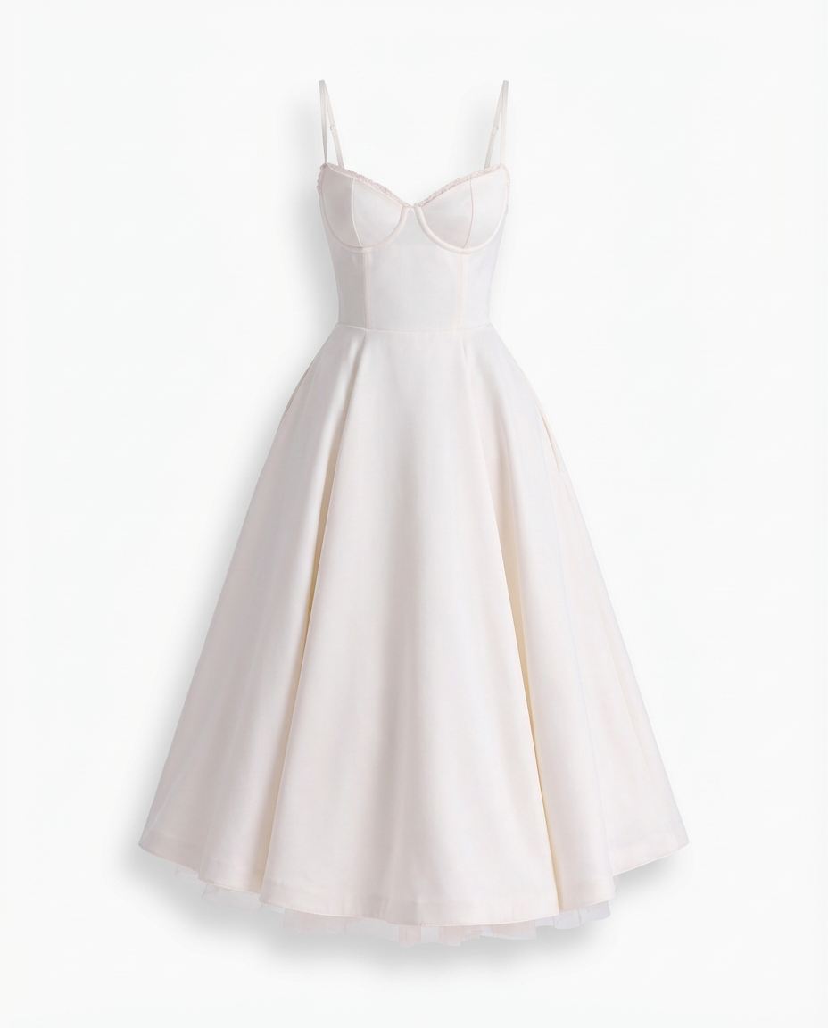Women Fit and Flare Spaghetti Strap V-Neck Midi Dress - Image 10