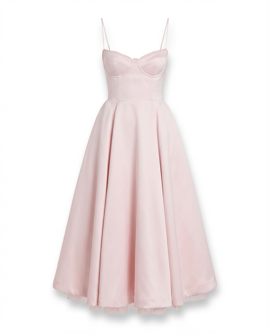 Women Fit and Flare Spaghetti Strap V-Neck Midi Dress - Image 11