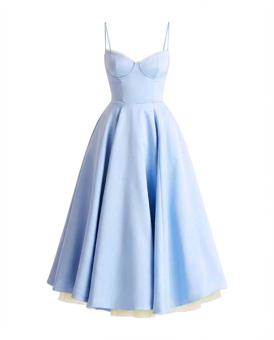 Women Fit and Flare Spaghetti Strap V-Neck Midi Dress - Image 9