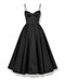 Women Fit and Flare Spaghetti Strap V-Neck Midi Dress