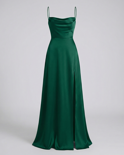 Women Satin Cowl Neck Maxi Dress Formal Evening Gown - Image 7