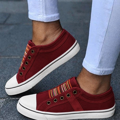 Baskets confortables pour femmes à enfiler, chaussures décontractées en toile