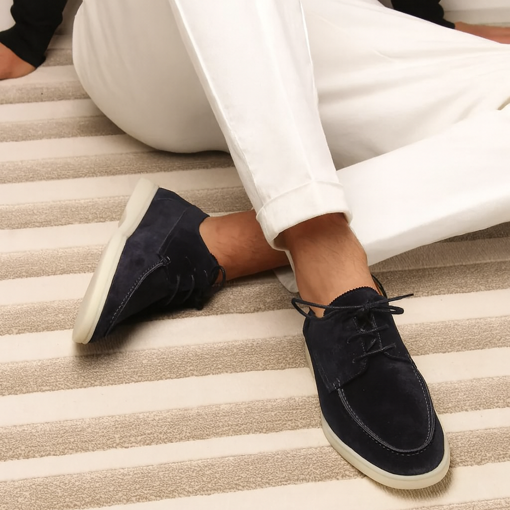 Men's Leather Moccasins Lace-Up Loafers - Image 3