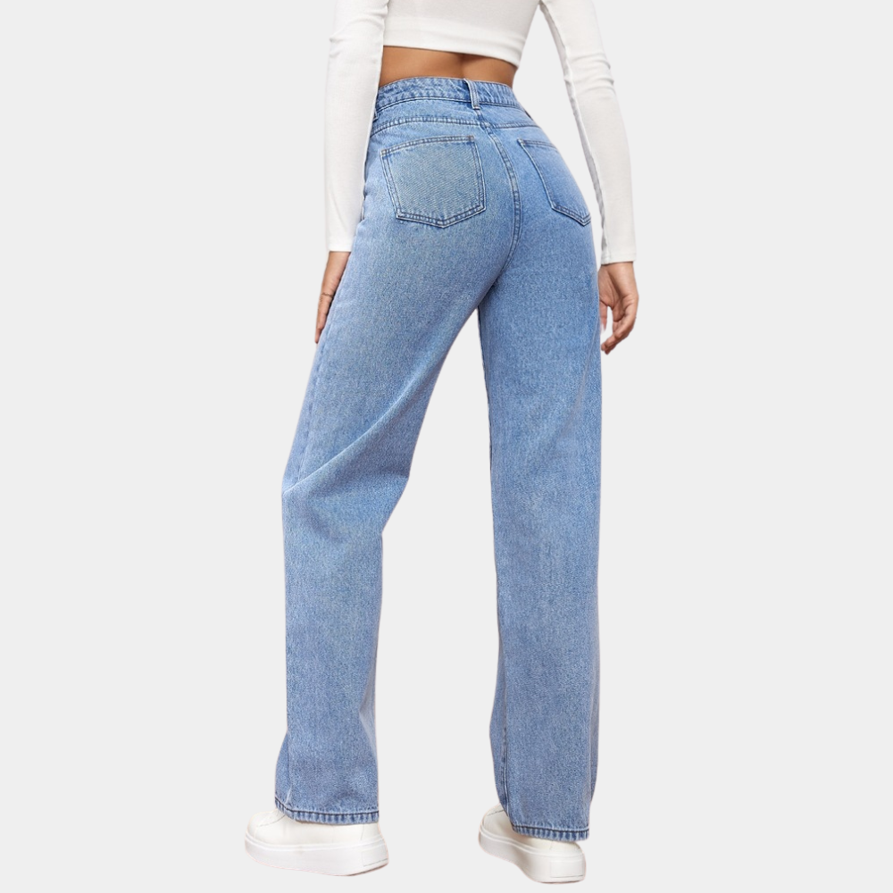 Rhian – Womens High Waisted Straight Leg Denim Jeans