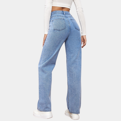 Rhian – Womens High Waisted Straight Leg Denim Jeans