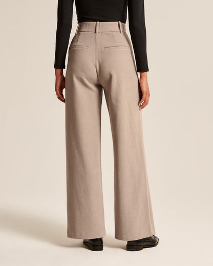Caelira - Pantaloni beige a gamba larga