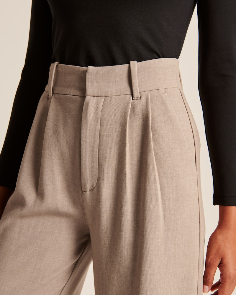 Caelira - Pantaloni beige a gamba larga