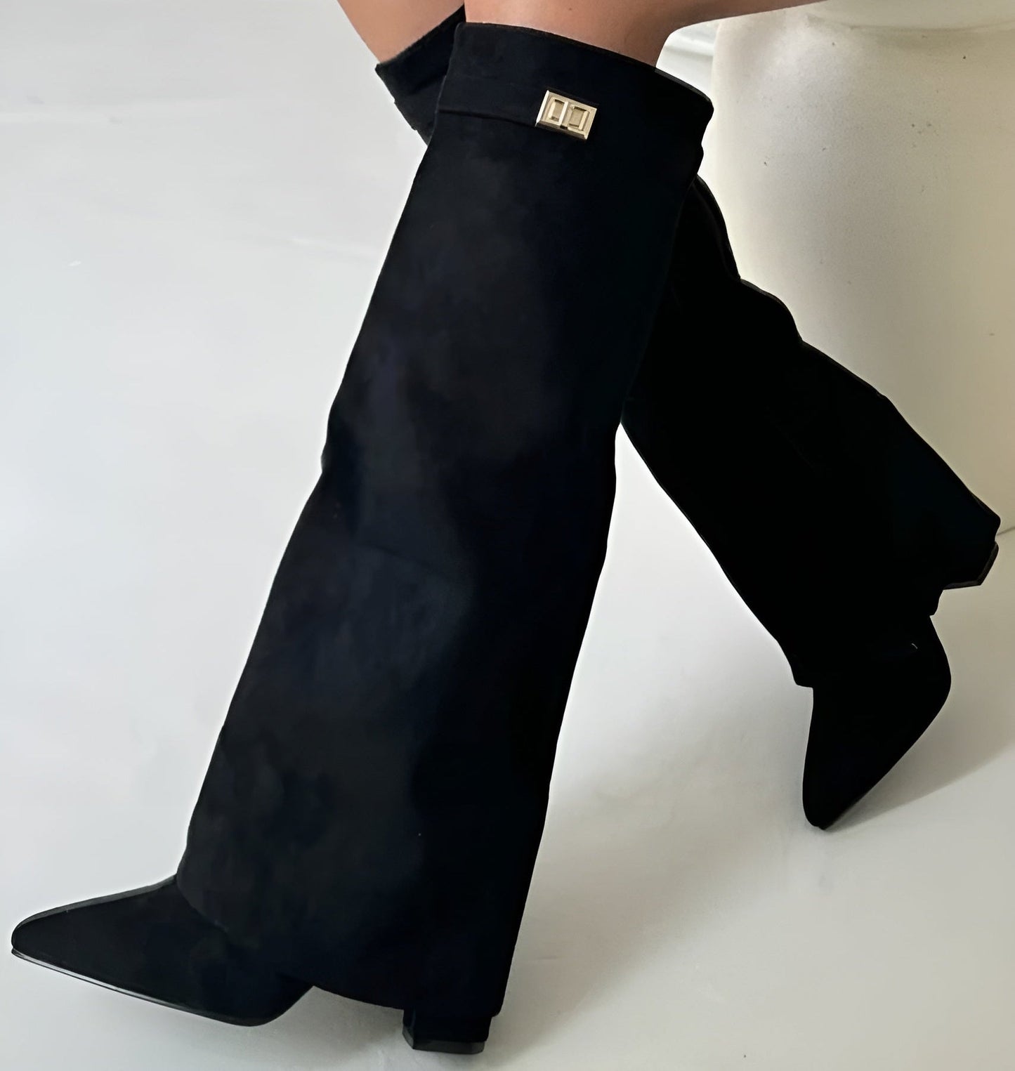 Velorna – Botas de tacón grueso para mujer con hebilla