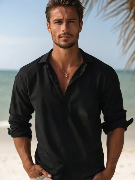 Men's Lightweight Linen Button-Down Shirt