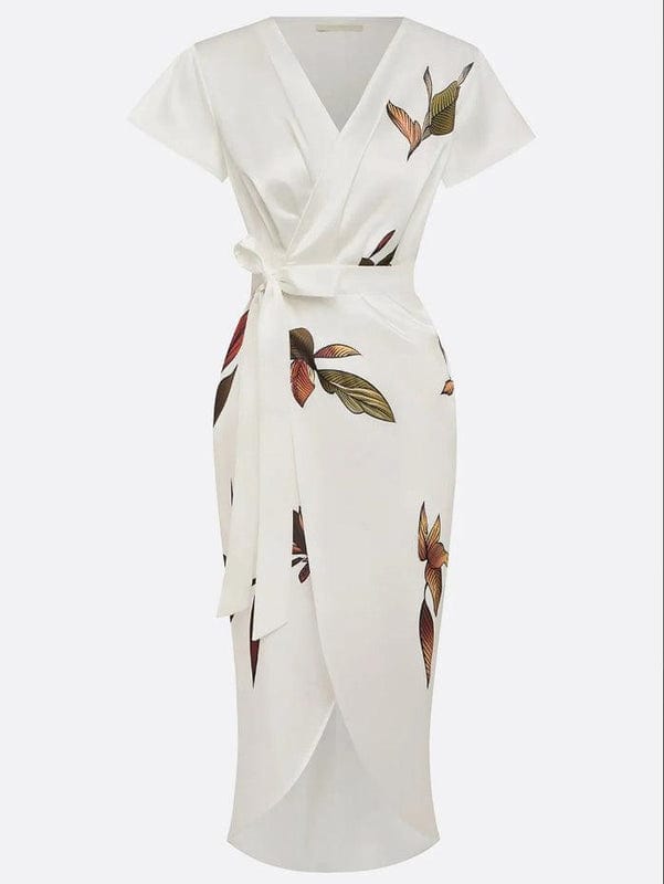 Mirea – V-Neck Urban Leaf Midi Dress - Image 6