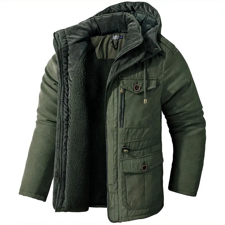 Levik – Manteau d'hiver doublé avec fausse fourrure pour homme
