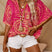 Minelisse – Printed V Neck Blouse Batwing Sleeves