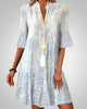 Women Boho Flowy Mini Dress Casual V-Neck Patterned Summer