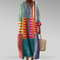 Women Linen Colorblock Striped Oversized Maxi Dress
