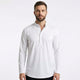 Matevio – Chemise homme à manches longues avec col mandarin boutonné